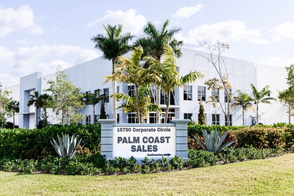 Palm Coast Sales office exterior, your premium outdoor product distributor based in Jupiter, FL offering curated luxury outdoor living brands